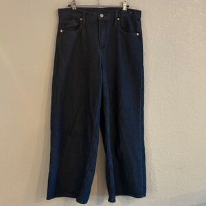 Dark Blue Wide-Leg Jeans